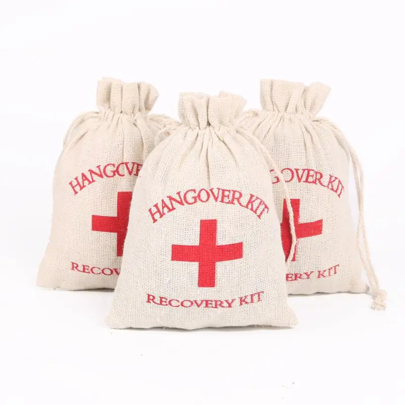 50Pcs/Lot Wedding Anti-hangover Kit Hangover Kit Bags Kit resaca for Guests Gift Cotton Linen Kit Event Party Supplies