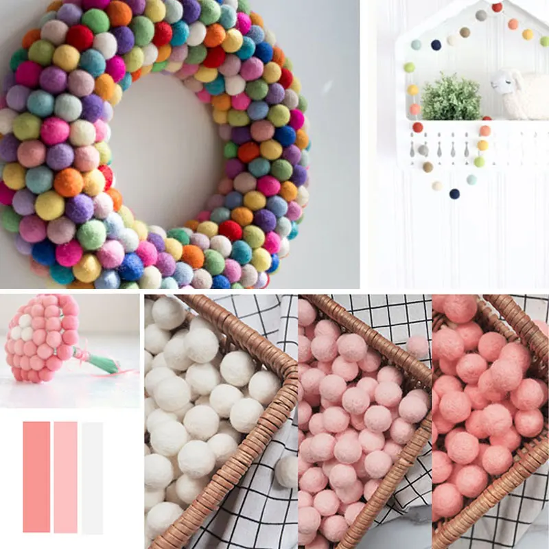 10Pcs/bag 2cm Round Wool Felt Balls Pom Poms Faux Fur Pompom Ball DIY Kids Toys Sewing Craft Accessory Wedding Christmas Decor