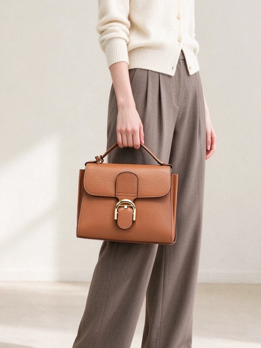 2026 New Collection Luxury Top Layer Cowhide Saddle Bag Fashion Commuter Single Shoulder Crossbody Handbag for Women