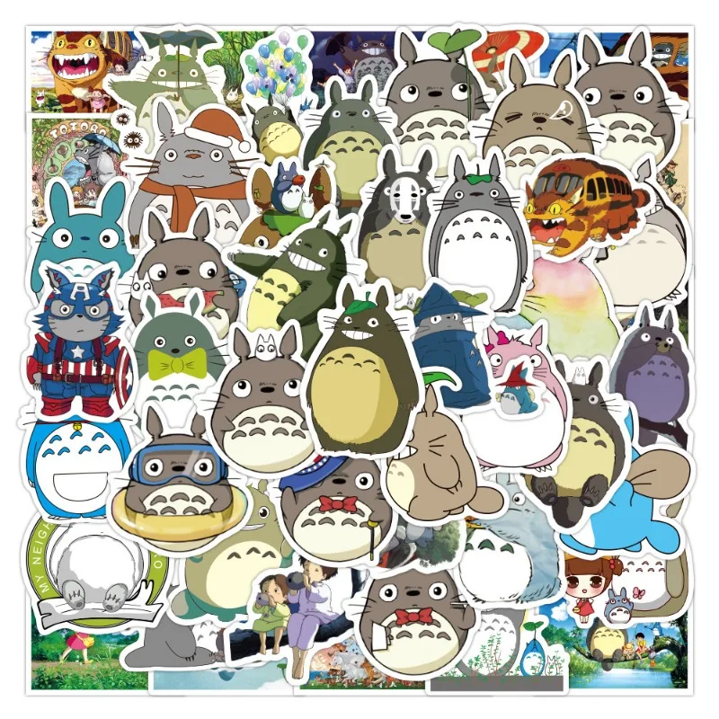 50PCS Cute Totoro Stickers Cartoon Anime Derivative Peripherals Cute Sticker Notebook Water Glasses Decoration Art Supplies Gift