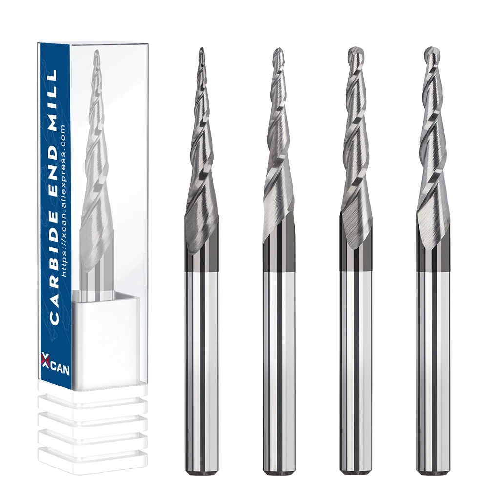 HAMPTON 3,175mm Schaft Kugelkopffräser R0,25-2,02 Flöte Hartmetall Kegelfräser Für Holz Metall CNC Fräsen Werkzeug CNC Router Bit – Detail 5