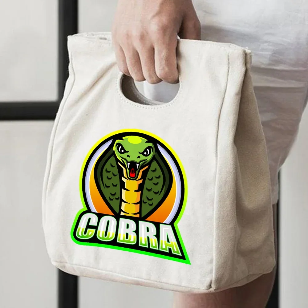 Fashion Lunch Bag Large Capacity Student Office Workers Cobra Pattern Insulated Lunch Bag Portable Camping Thermal Picnic Pouch