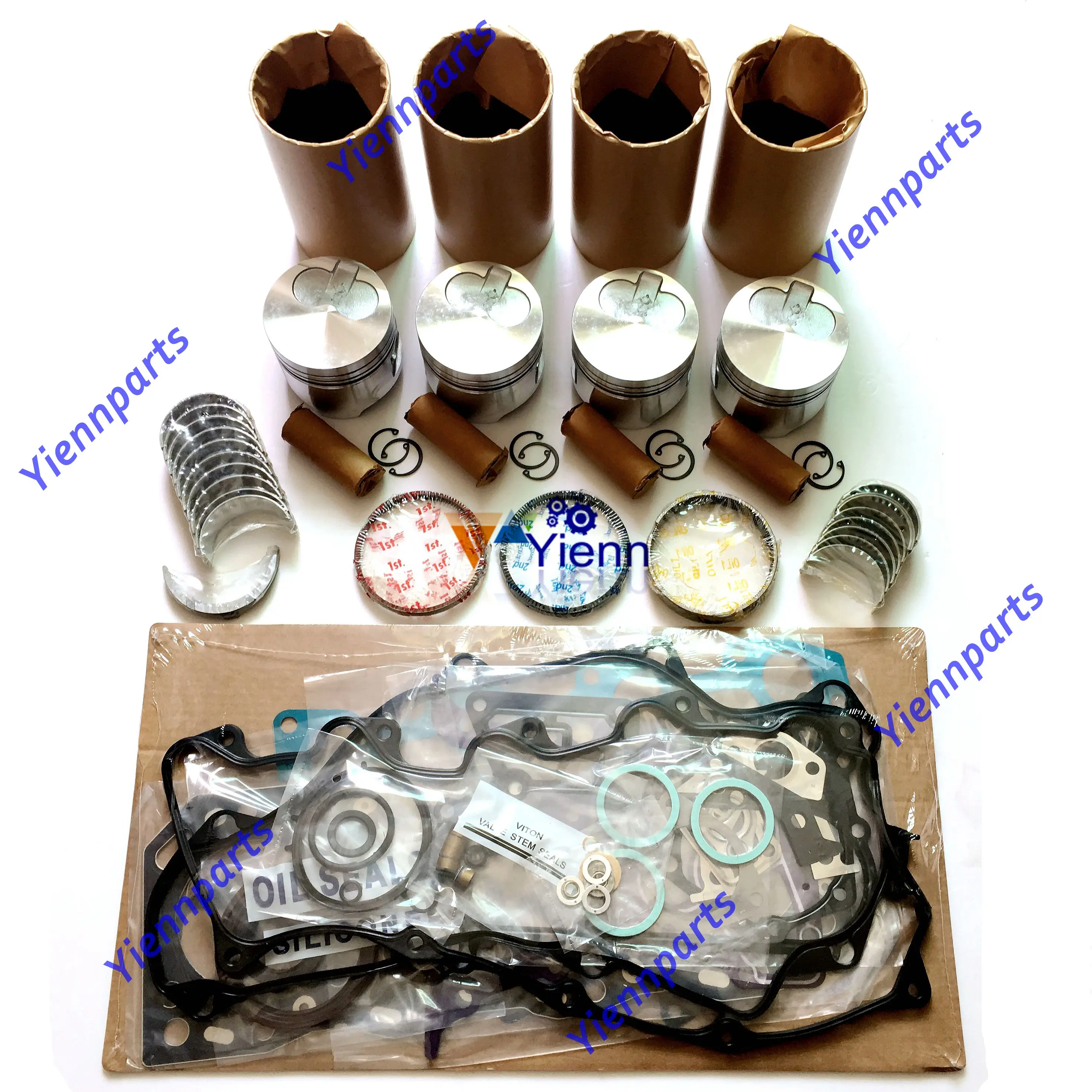 Kit de reconstrucción de revisión de motor diésel, Kit de junta de revestimiento de anillo de pistón, compatible con TOYOTA Chaser Crown Hilux 2L, para TOYOTA 2L 2L-II 2LT