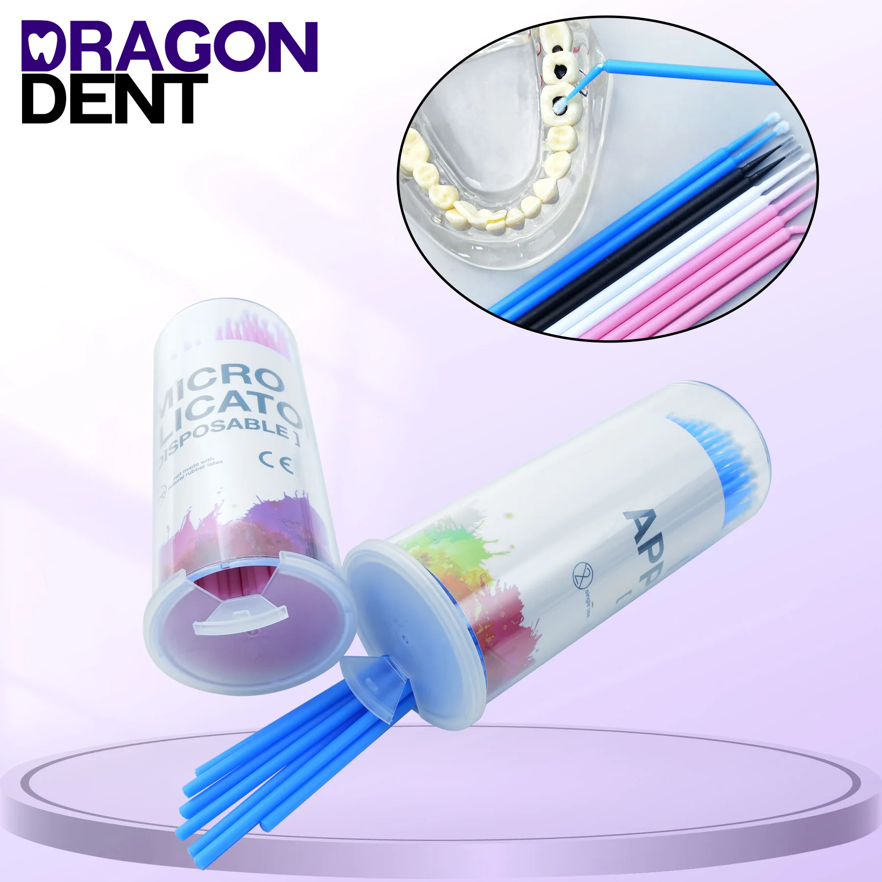 10 Bottle DRAGON DENT Dental Disposable Micro Applicators Teeth Oral Materials Dentistry  1.2/1.5/2.0/2.5mm Dentist Supplies