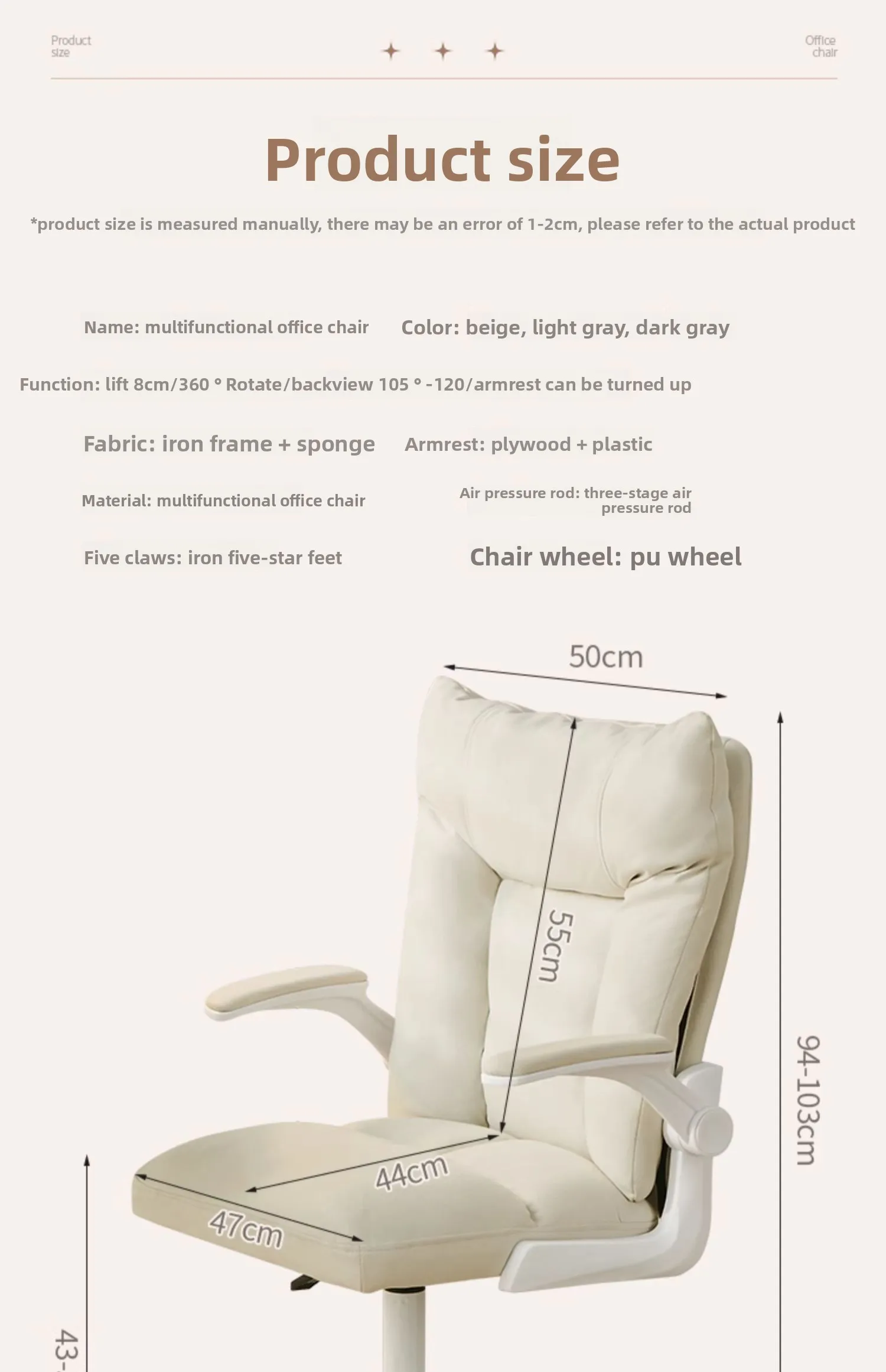 Comfortable Study Desk Chair Computer Backrest Household Makeup Ergonomics Rental Room Dormitory Student