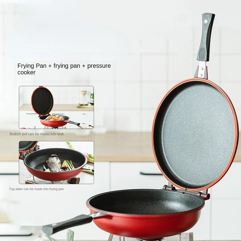 Double-sided Multifunctional Frying Pans Medical Stone Non-stick Pan Composite Bottom Micro-pressure Cooking Breakfast Pans