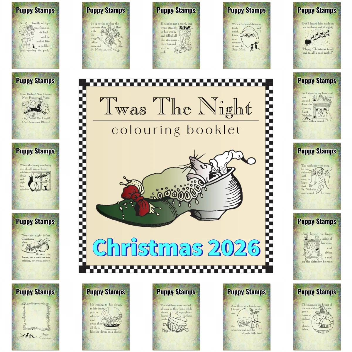 Twas The Night Christmas Colouring Booklet Clear Stamps For DIY Making Card Scrapbook Embossed Paper Template September 2026 New