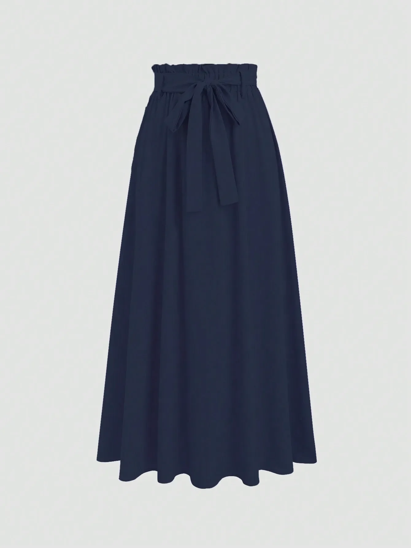 

Women's Solid Color Ruffled Waist Knotted Long Casual Skirt