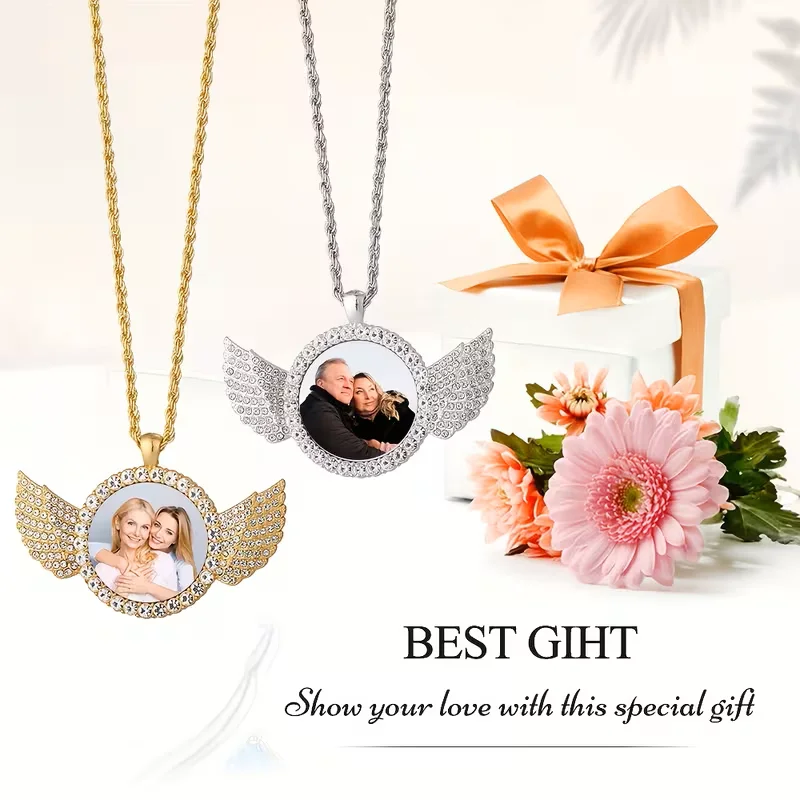Collier photo personnalisé, collier ange avec image personnalisée, un cadeau d'amour pour les proches, les amis et la famille.