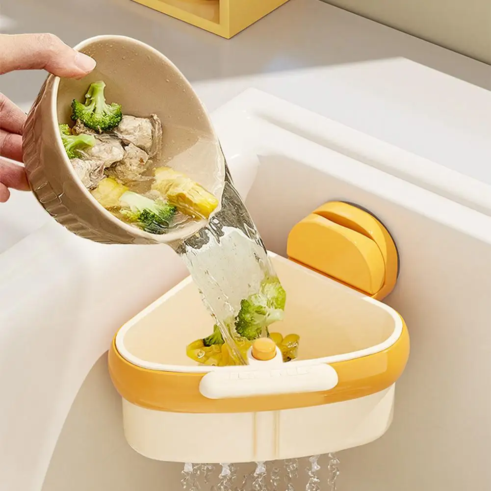 New Suction Cup Sink Drain Basket Household Fruit Washing Filter Basket Kitchen Triangular Sink Strainer For Food Waste ﻿