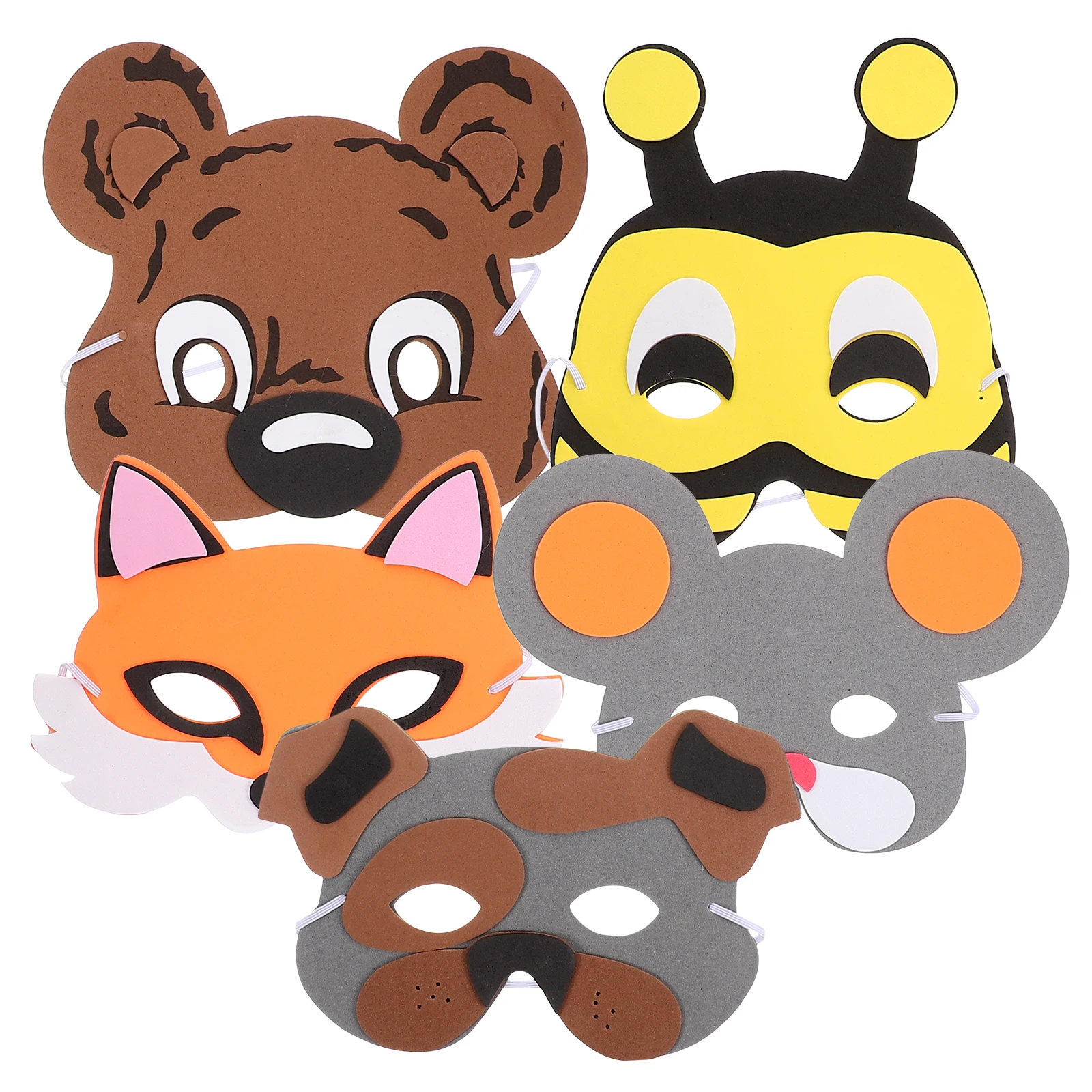 

5pcs Cartoon Animal Mask Funny Mask Performance Props Cosplay Party Supplies Dog Mouse Beer Bee
