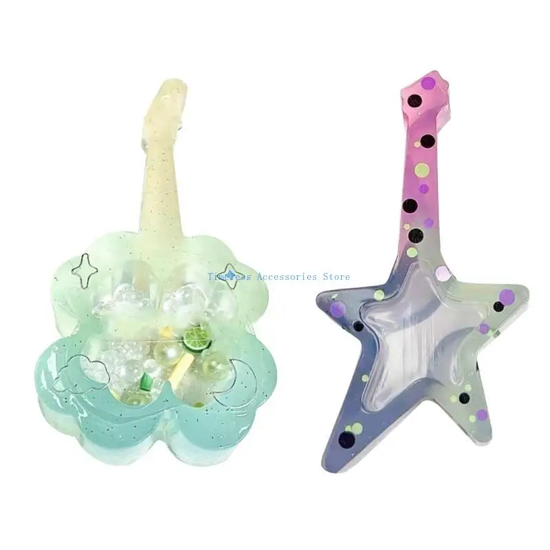

97QE Four Leaf Clover/Star Guitar Resin Shaker Mold Silicone Resin Casting Molds Epoxy Mold for DIY Pendant Charm