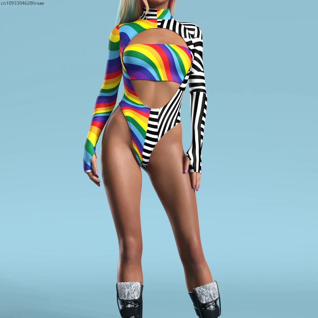 

Sexy Tights Boydsuit Cyberpunk Gothic Party Role Play Swimsuit Jumpsuit Colorful Print Party Stage Halloween Carnival Costume