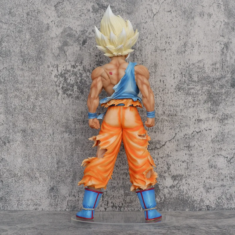 44cm Dragon Ball Anime Figure Battle Damage Edition Double-Head Replaceable Goku Model Figures Toy Collectible Ornaments Gift