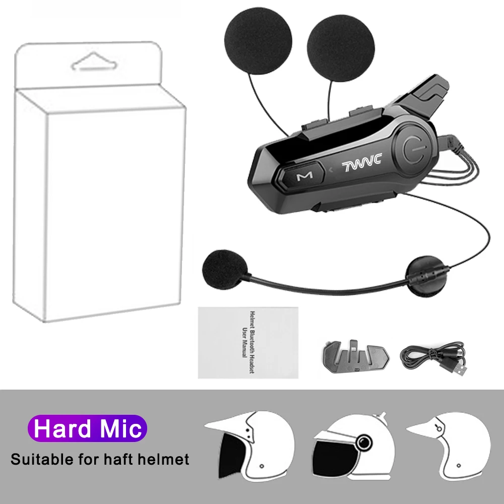 Velev 1/2X1 Bluetooth Motorrad Helm Intercom Headset 5