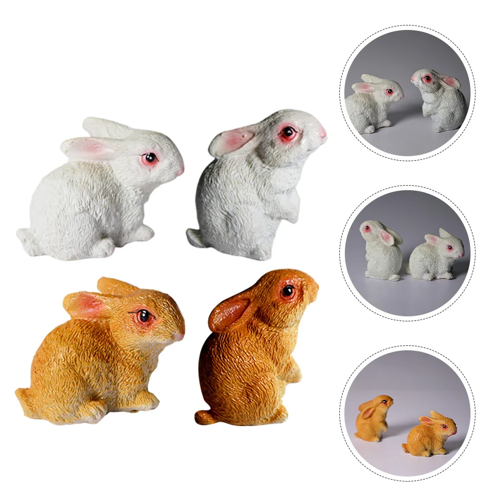 

4Pcs Mini Rabbit Resin Sculptures Cute Bunny Statues for Bonsai Micro Landscape Garden Decorations Easter Table Ornaments