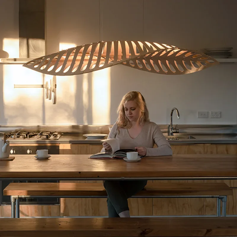 

SANDYHA Modern Ceiling Chandelier Salon Minimalist Design Wood Led Lamp Living Room Dining Bedroom Decoration Lighting Fixtures