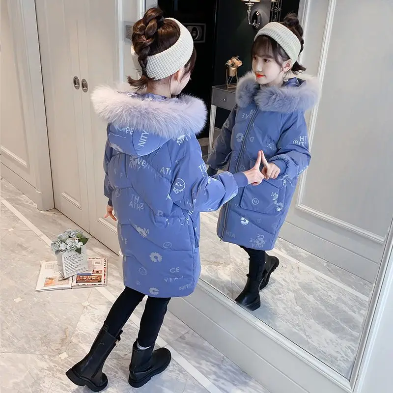 Girls Cotton Jacket Winter Parkas Printed Fashion Coats Teens Thicken Warm Down Jackets Kids Clothes for 7 8 9 10 11 Year Parkas