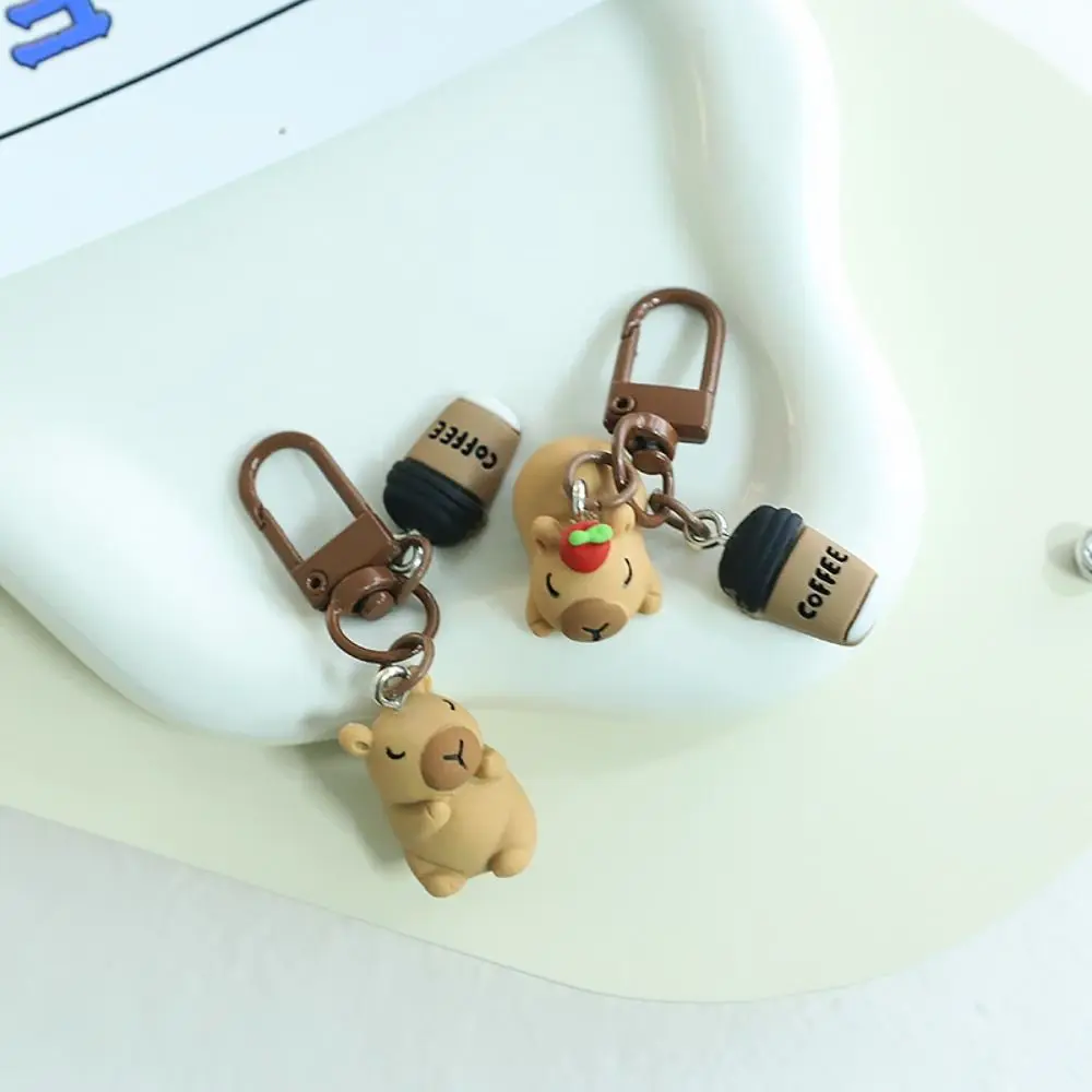 Resin Kapibala Key Chain Trinket Collection Capybara Phone Pendant Ins Bag Charm Capybara Car Key Ring Birthday Kids Gift