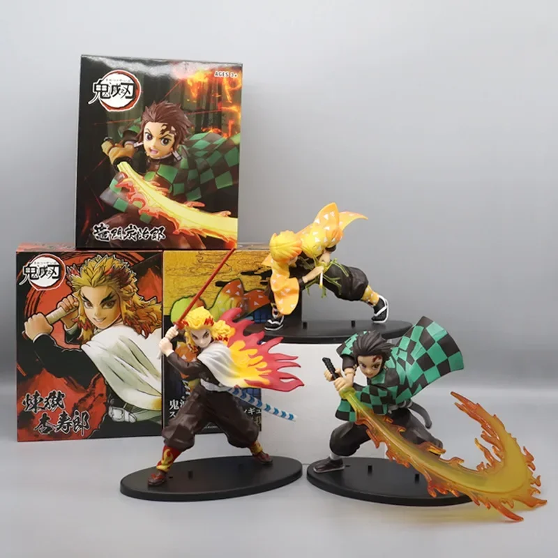 Demon Slayer: Action Figures Agatsuma Zenitsu Rengoku Kyoujurou Kamado Tanjirou Anime Figure Peripheral Accessories Case