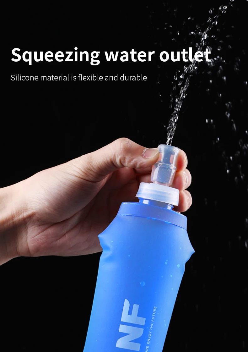 500 ml zusammenklappbare Wasserflasche, weiche Flasche, BPA-frei, faltbar, TPU, Outdoor-Sport, tragbarer Wasserbeutel für Laufen, Camping – Detail 4