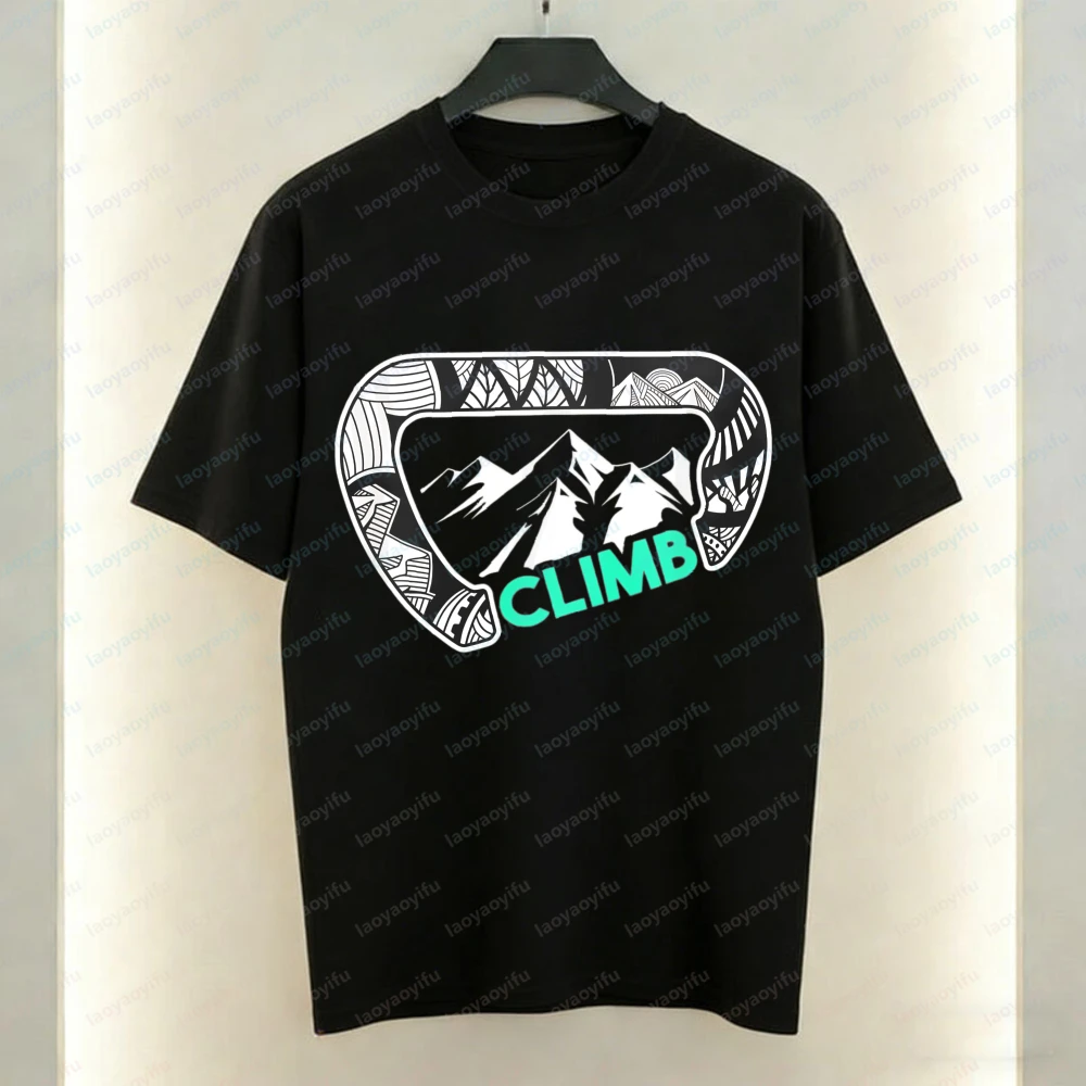 Carabiner Mountain Climbing Pattern Tops Summer Outdoor Sport Tee Fashion Adventure Seeker Casual Cotton Shirt Men's Clothes