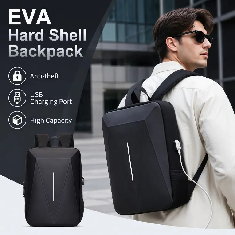 Anti-theft Hard Shell Backpack USB Charging Port High Capacity Casual EVA Backpack Waterproof Multipurpose Business Computer Bag