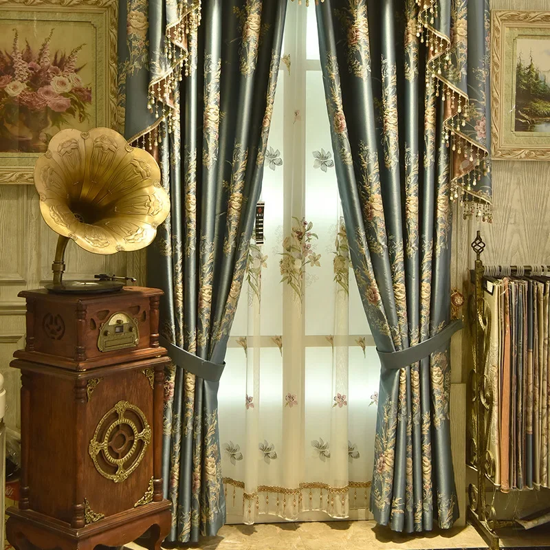 

Luxury Embroidery Curtains for Living Room Bedroom Hall Blackout Matching Window Screens Tulle Dining Bathroom Shutters Decor