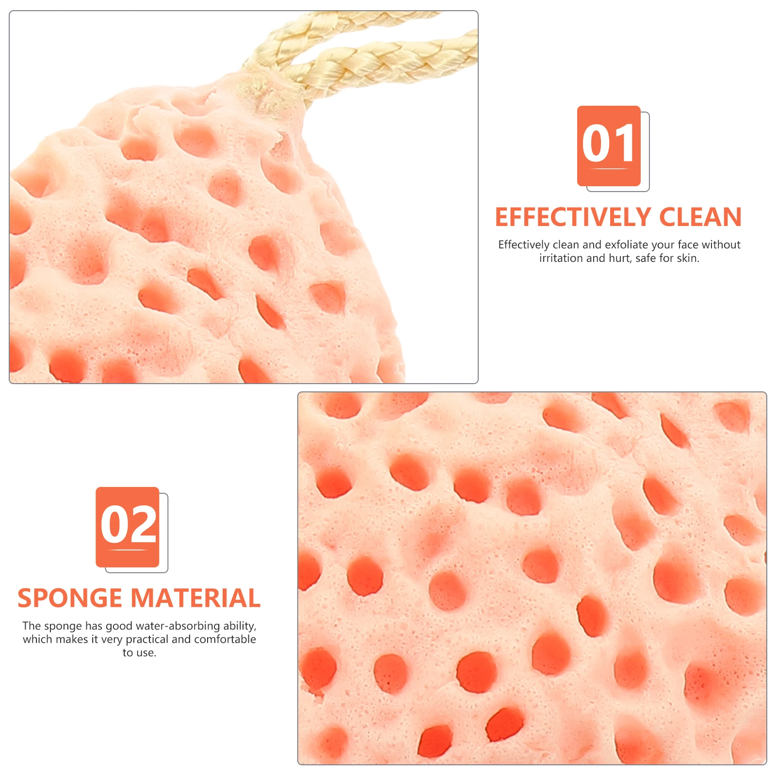 

3pcs Bath Sponge Set Green Orange Pink Face Washing Supplies Supple Exfoliating Cleanser Travel Facial Tools Spa Accessories