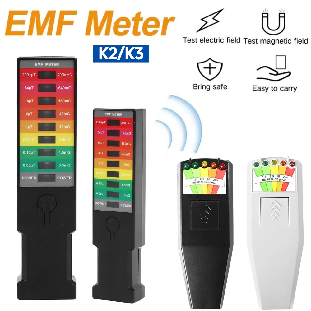 Medidor EMF K2 K3, Detector de campo magnético, medidor EMF portátil de alta precisión, probador de equipo Paranormal electromagnético