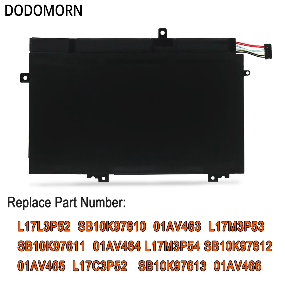 DODOMORN L17C3P52 Laptop Battery For ThinkPad L480-20LT L580-20LX L580-20LW L480-20LS L480 L580 L17M3P53 01AV463 SB10K97611 45Wh