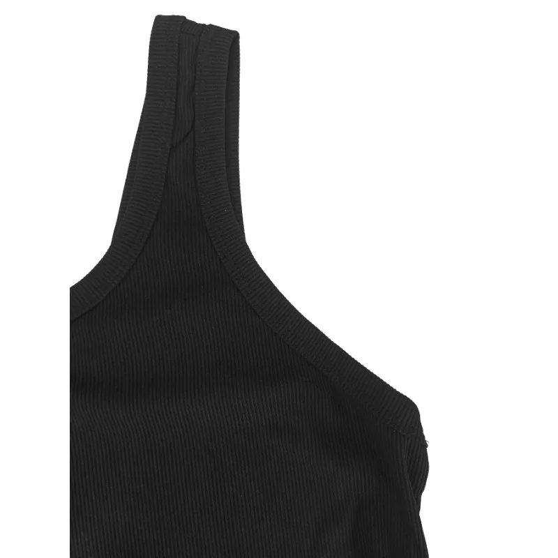 مقاس كبير 1XL-5XL بدلة نسائية جديدة غير رسمية مضلعة برقبة مربعة رياضية ومريحة بدون أكمام #5