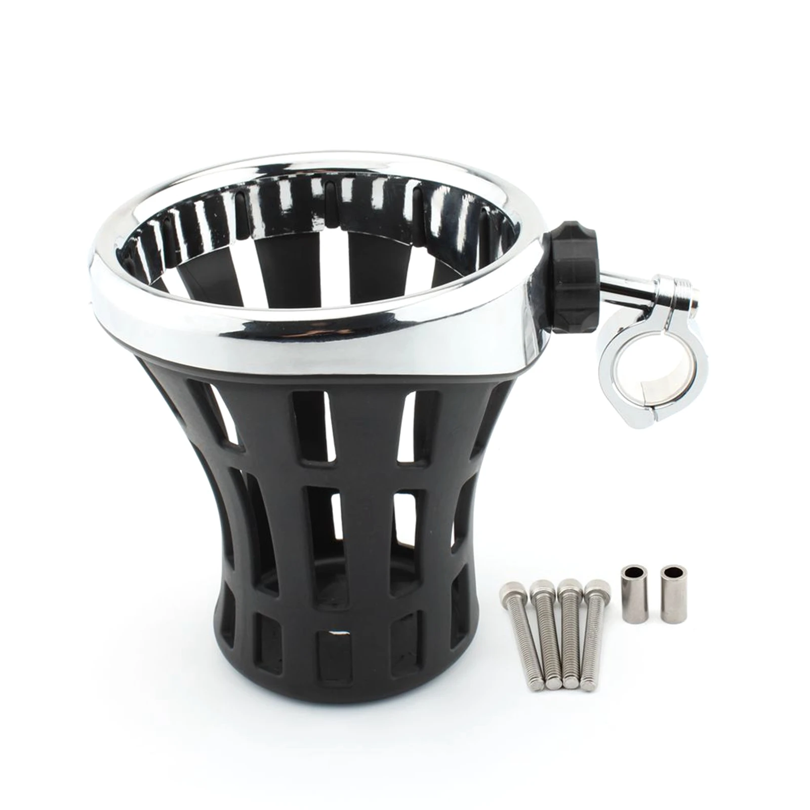 Handlebars Drink Water Cup Holder W/ Mesh Basket Mount Hanger For 22mm-25mm Modified Fixed Motorcycles