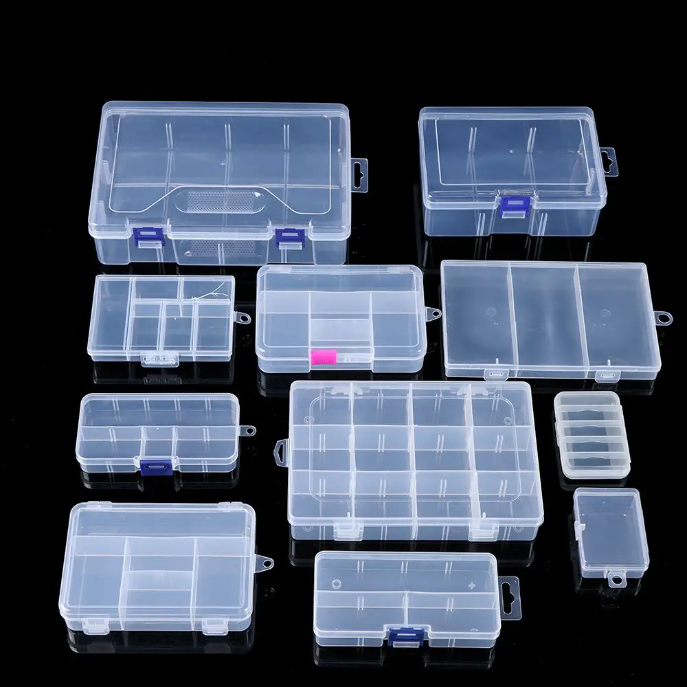 Multi Styles Small Square Clear Plastic Storage Box For Jewelry Diamond Embroidery Craft Bead Pill Home Storage Organization