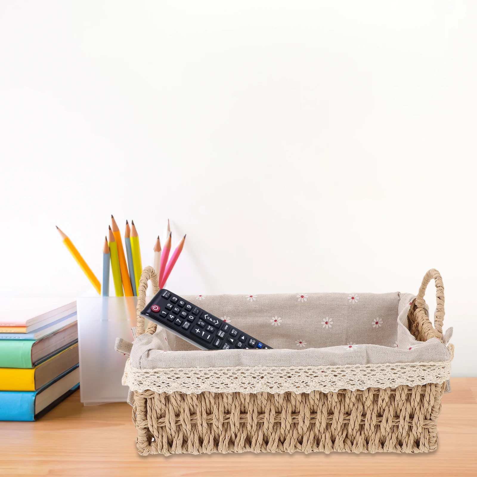 

1Set Woven Basket for Desktop ganization Safe Material Cloth Lined Home Home Supplies Supplies Storage Box