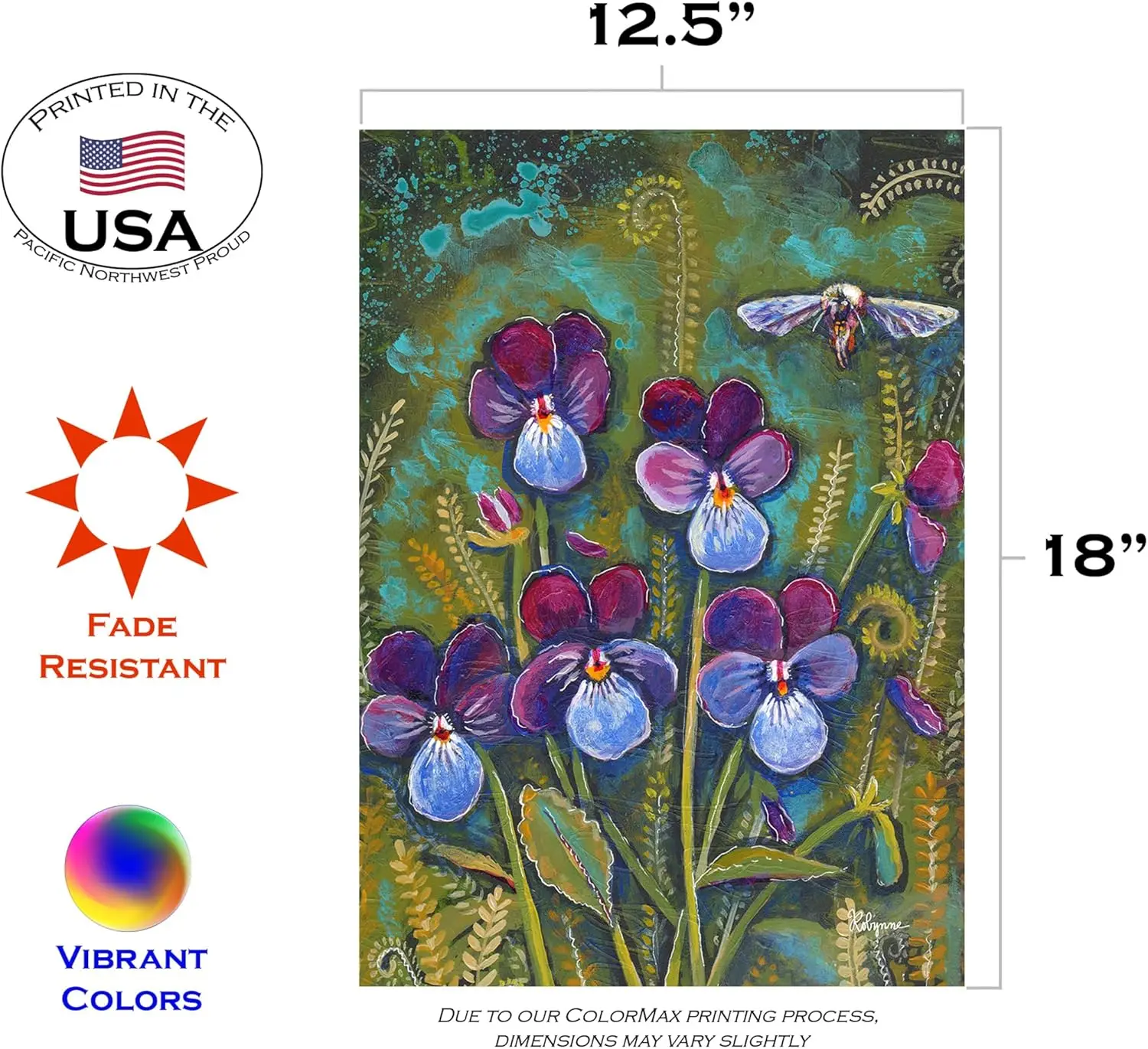 Toland Home Garden 1112494 Viola Blooms Flower Flag 12x18 Inch Double Sided for Outdoor House Yard Decoration