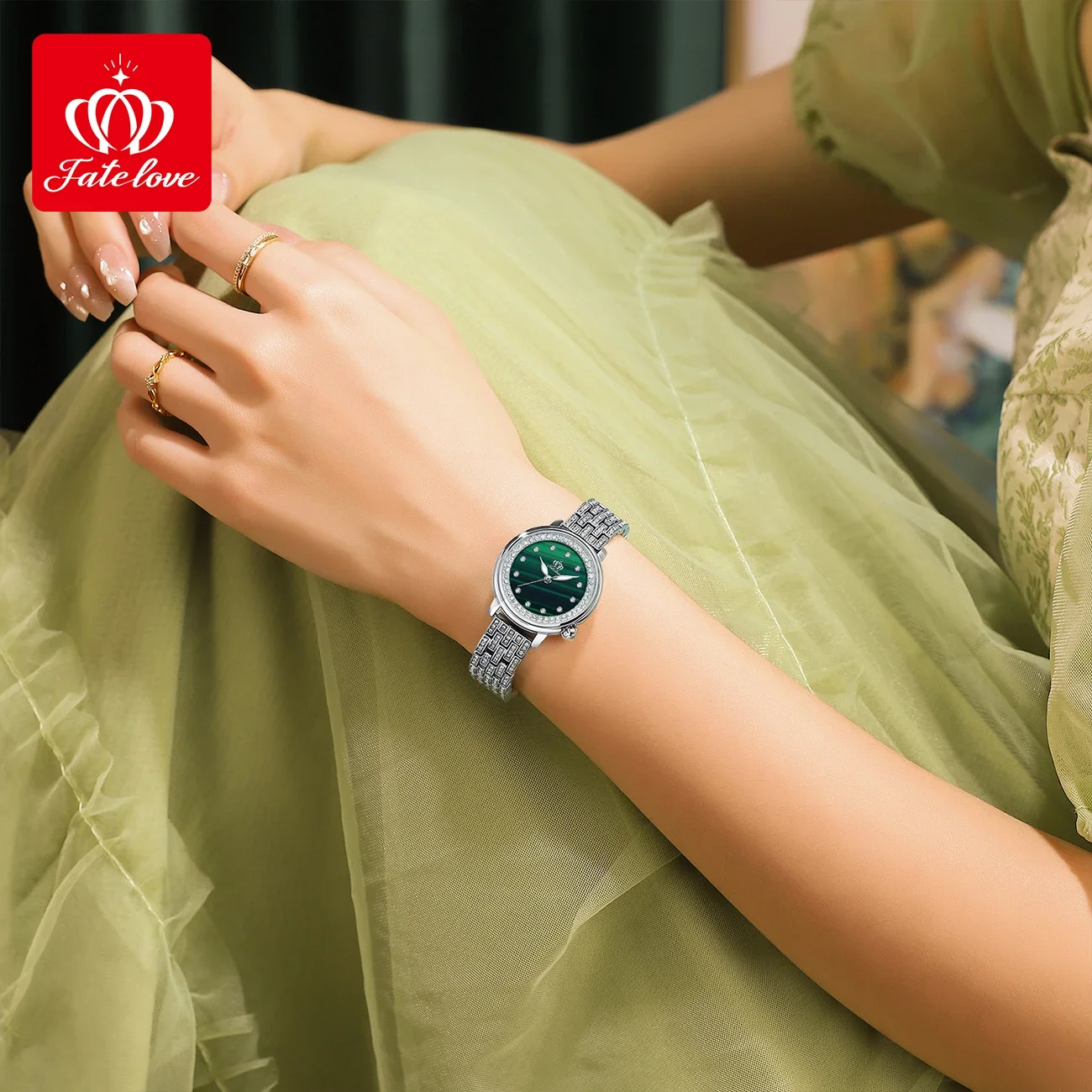 Fate Love 817 orologio al quarzo di lusso per donna Business orologio da polso impermeabile in acciaio inossidabile con diamanti eleganti orologi da donna