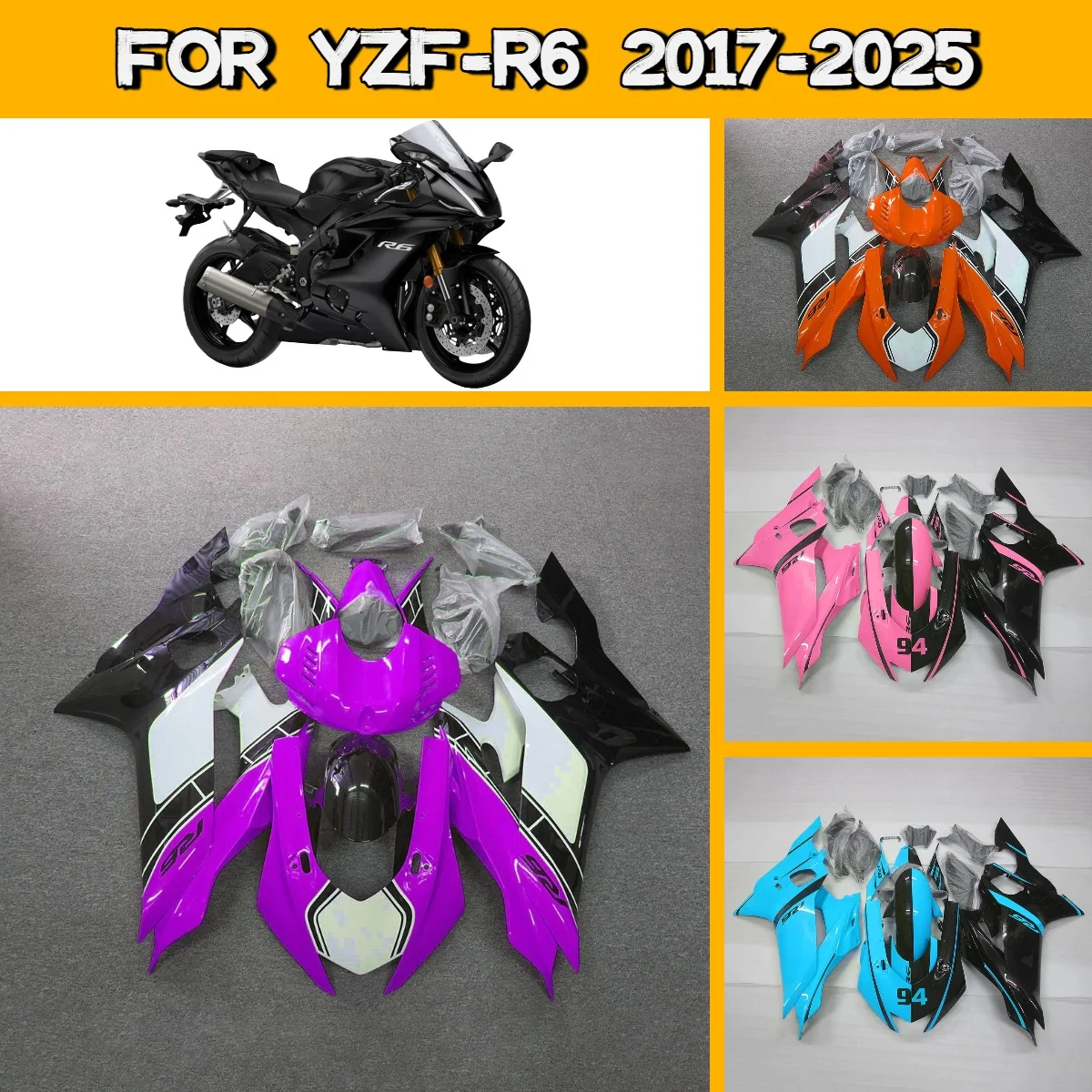 

High Quality Motorcycle Fairing Set for 2017-2025 Yamaha YZF R6 ABS Plastic Fairings Fitment 17-25 YZFR6