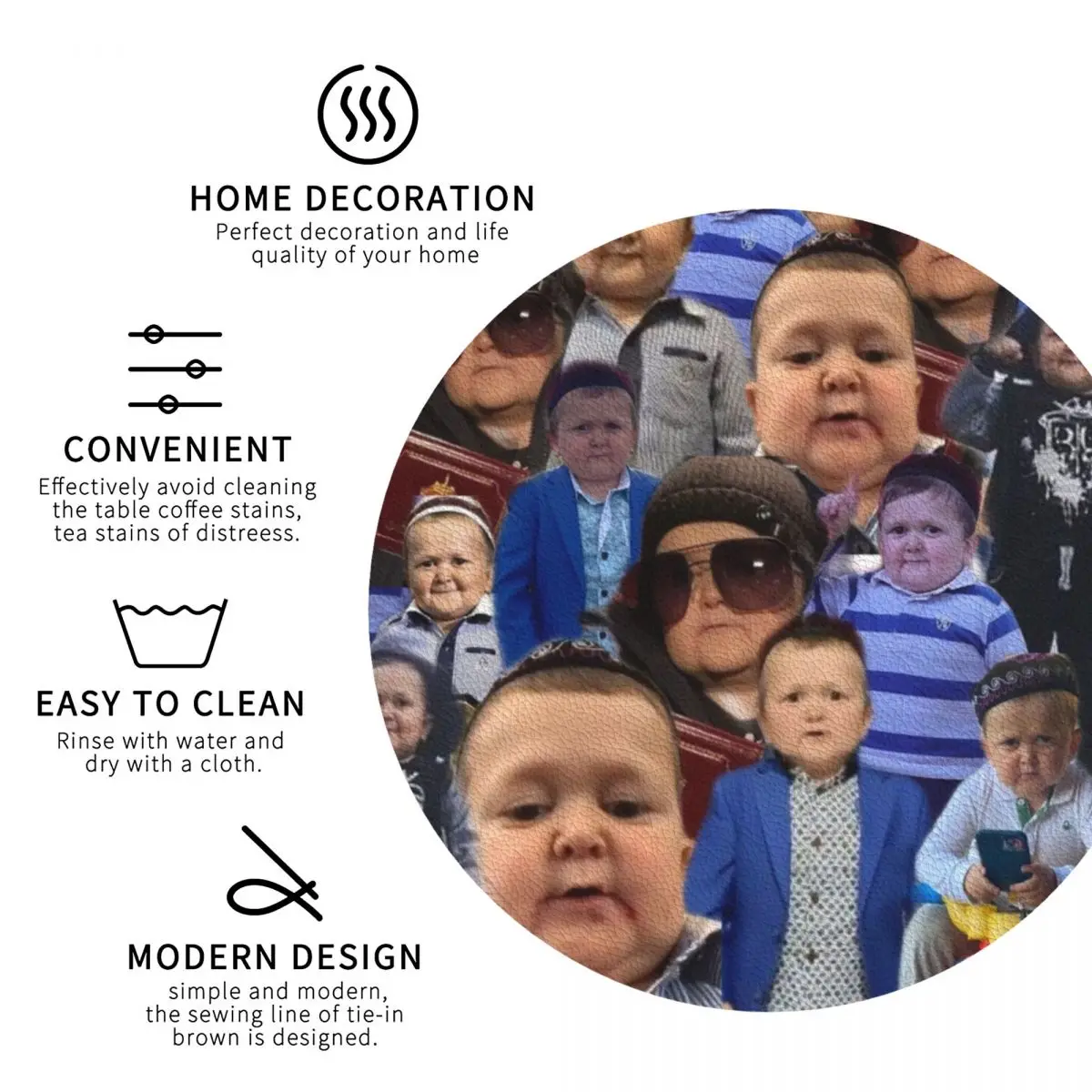 Hasbulla Collage Coasters Kitchen Placemats Waterproof Insulation Cup Coffee Mats For Decor Home Tableware Pads Set of 4