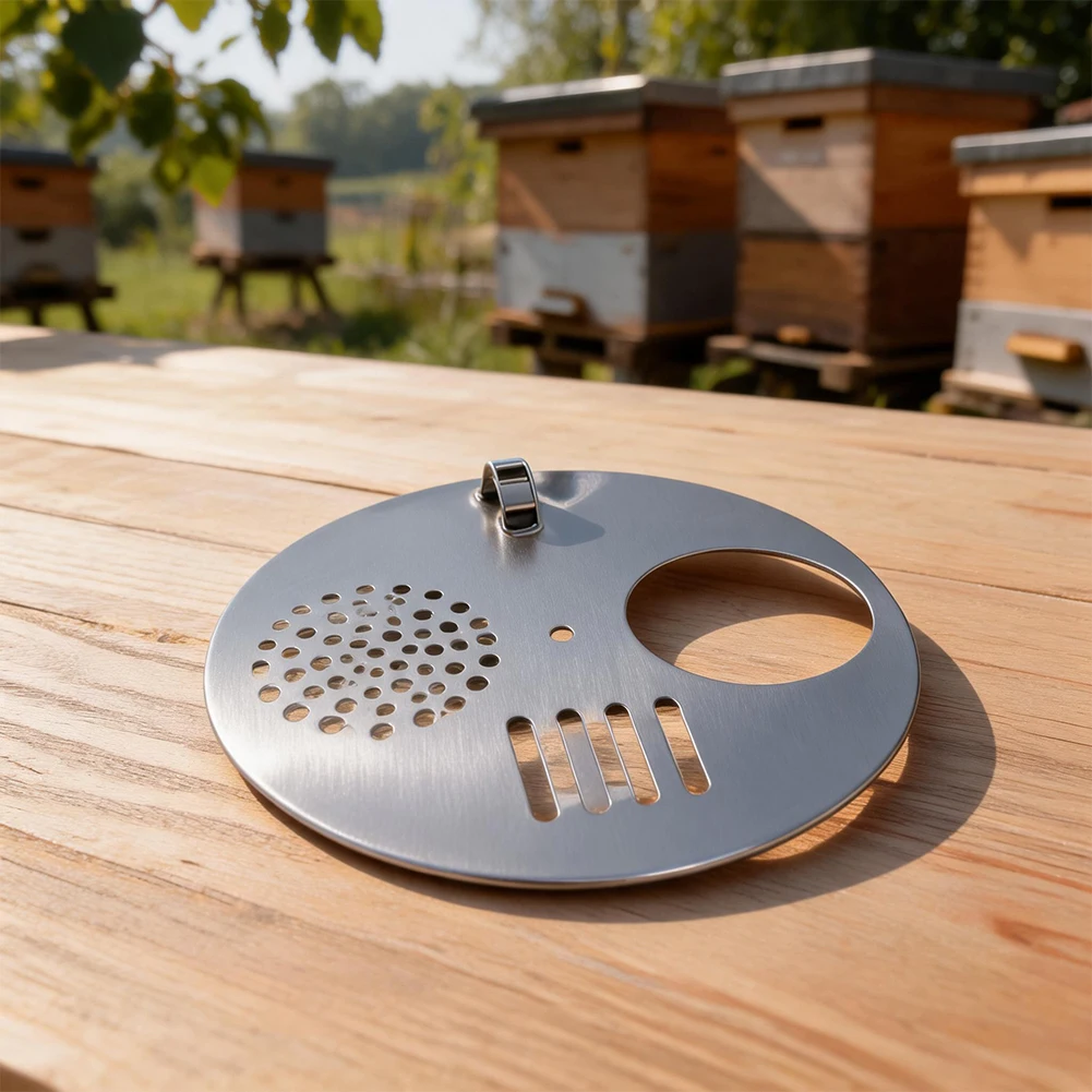 For beekeeping Round Hive Entrance Protector 12.5cm Diameter Made of Galvanized Iron for Rotation Based Entry Regulation