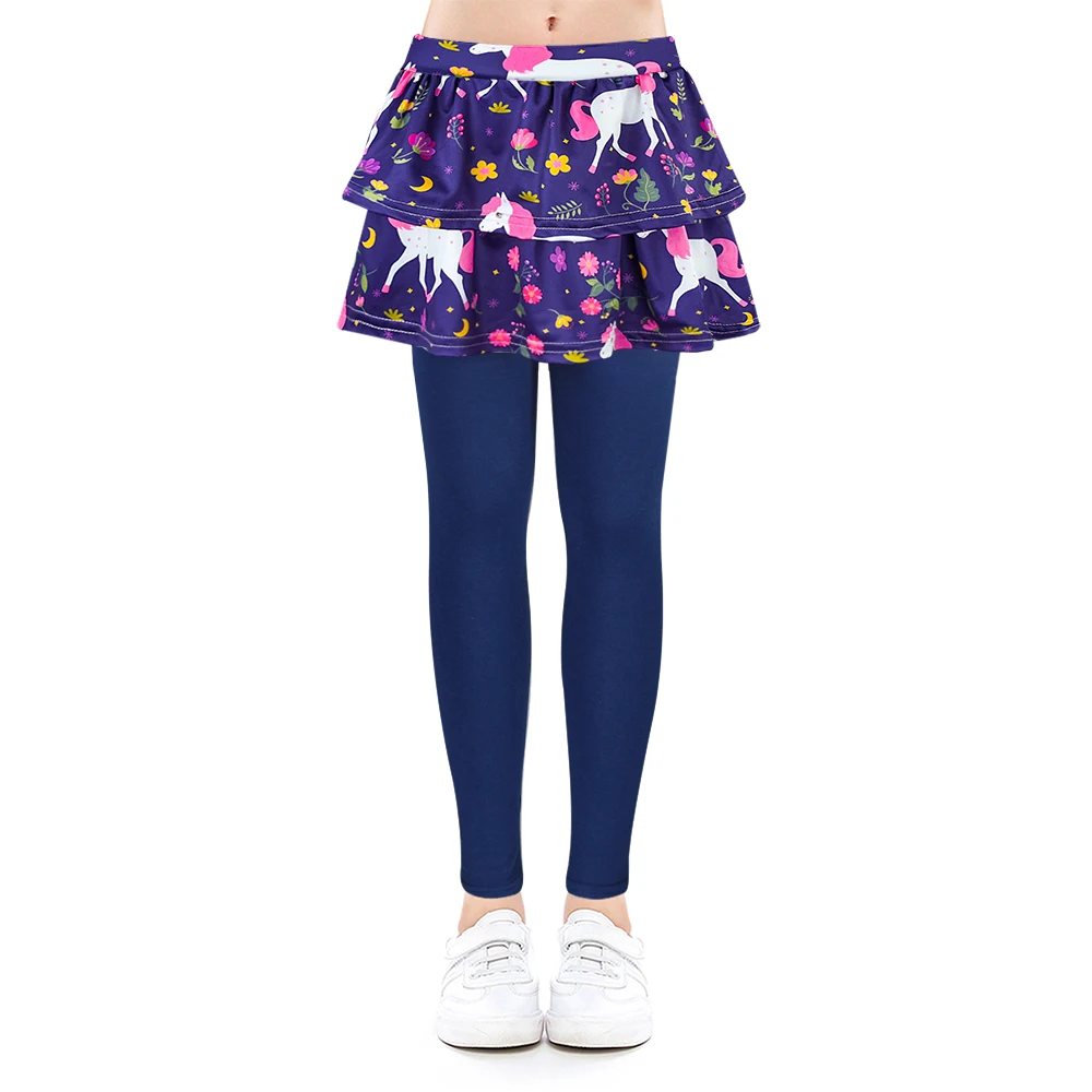 NEW Girls Leggings Skirt Pants for Children Flower Floral Printed Elastic Pencil Pants Trousers Kids Dance Pants Culottes