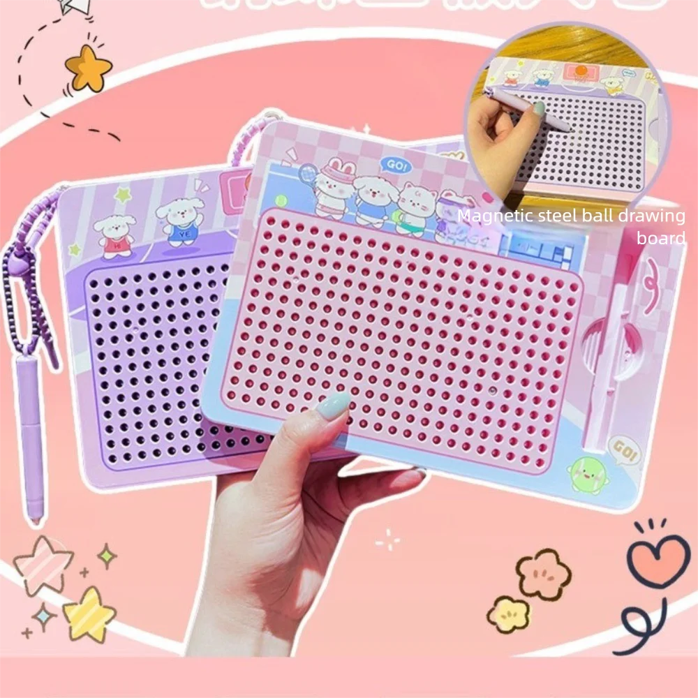 Magnetic Toy Steel Ball Drawing Board Cartoon Puzzle Writing Pad Bag Pendant Sketch Pad Fun Backpack Key Chain