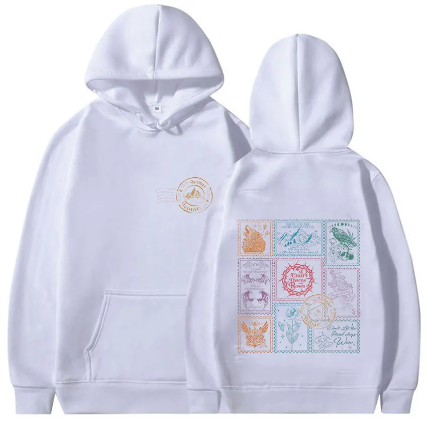 رواية ساخنة محكمة الشوك والورود ACOTAR الجرافيك هوديي للجنسين الرجعية الجمالية بلوزات موضة عالية الجودة الصوف هودي