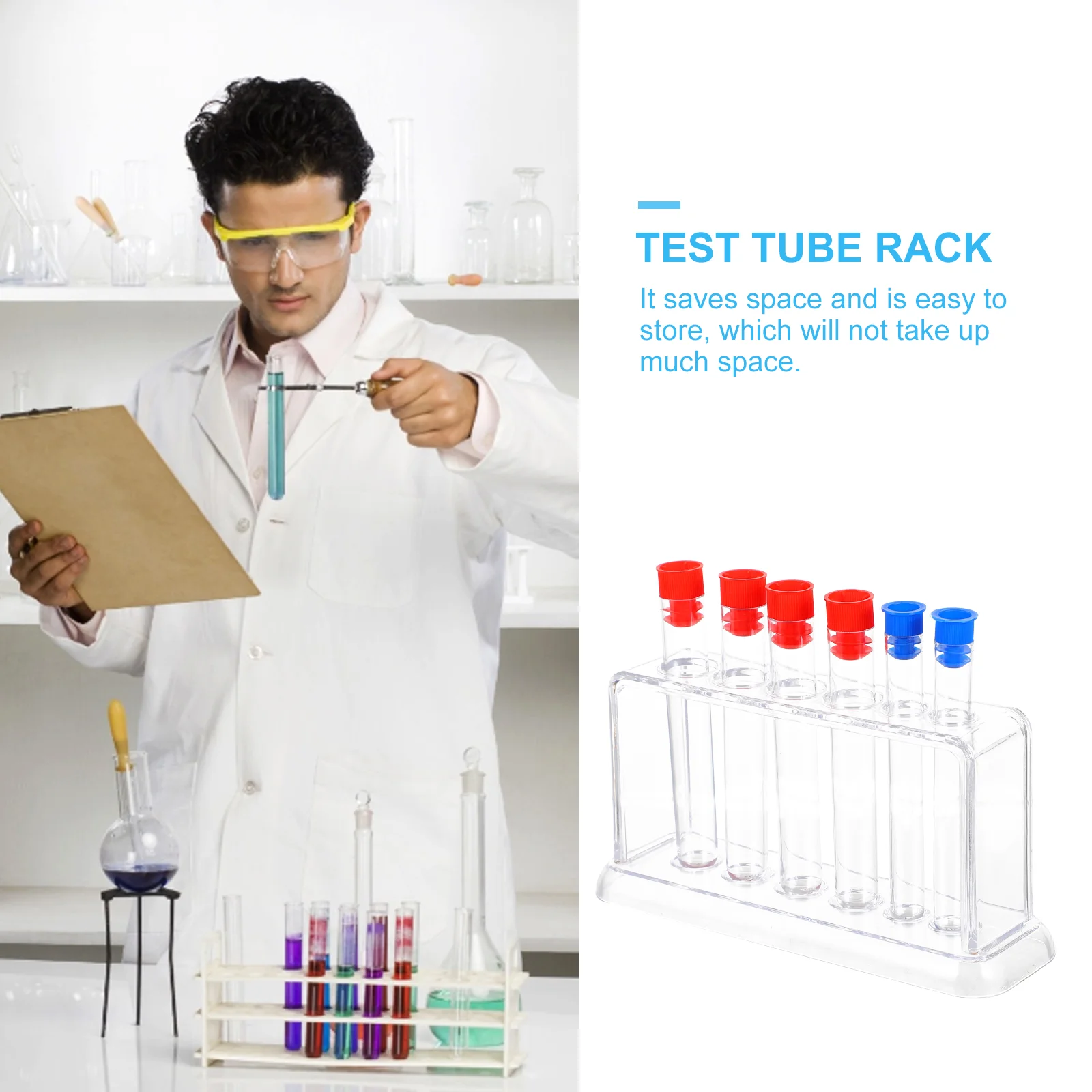 Test Tube Rack Laboratory Holder Experiment Tubes Labs Kids Toys with Kit Clear Shelves for Plastic Support Container Pipe