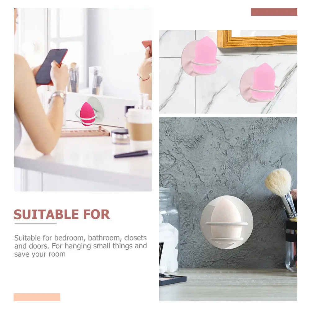 2Pcs Nail Free Makeup Egg Wall Rack Carbon Steel Sponge Egg Storage Holder Bathroom Hanging Rack Punch Free Wall Mounted