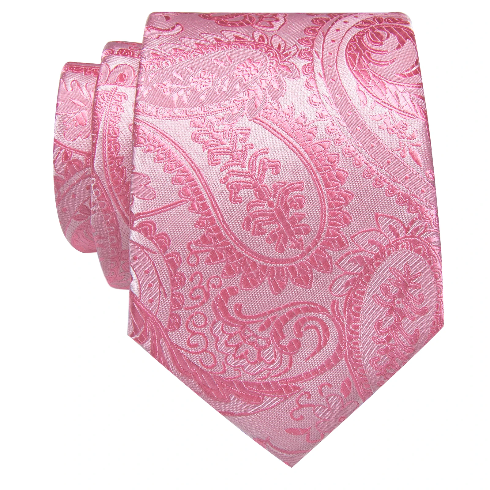 New Arrival Pink Paisley Silk Men\'s Tie with Clip for Wedding Party Daily Wear Fashion Floral Necktie for Man Accessories Gifts