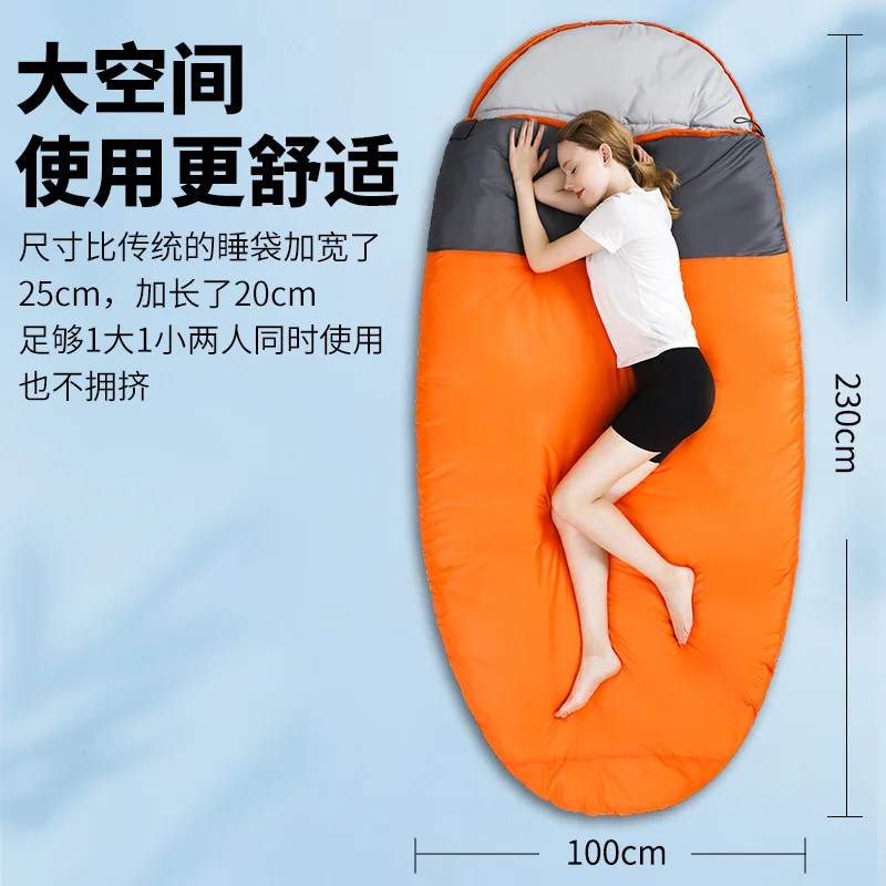 100cmWidened Sleeping Bag Outdoor Adult Warm Egg-Shaped plus-Sized Sleeping Bag Camping Camping Sleeping Bag One piece dropshipp