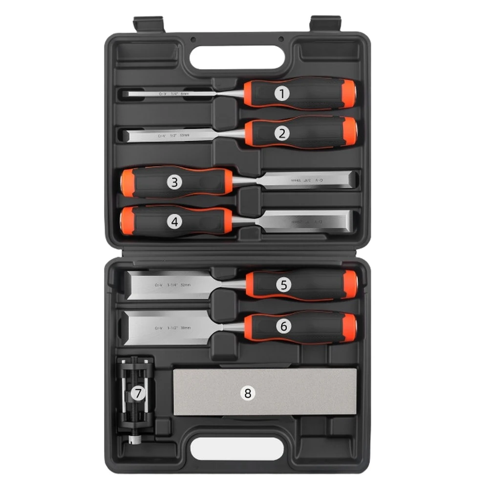 Wood Chiseling Sets Premium Wood Chiseling Set: FOR  With 6-38mm Sizes & Sharpener For Large Woodworking Projects.