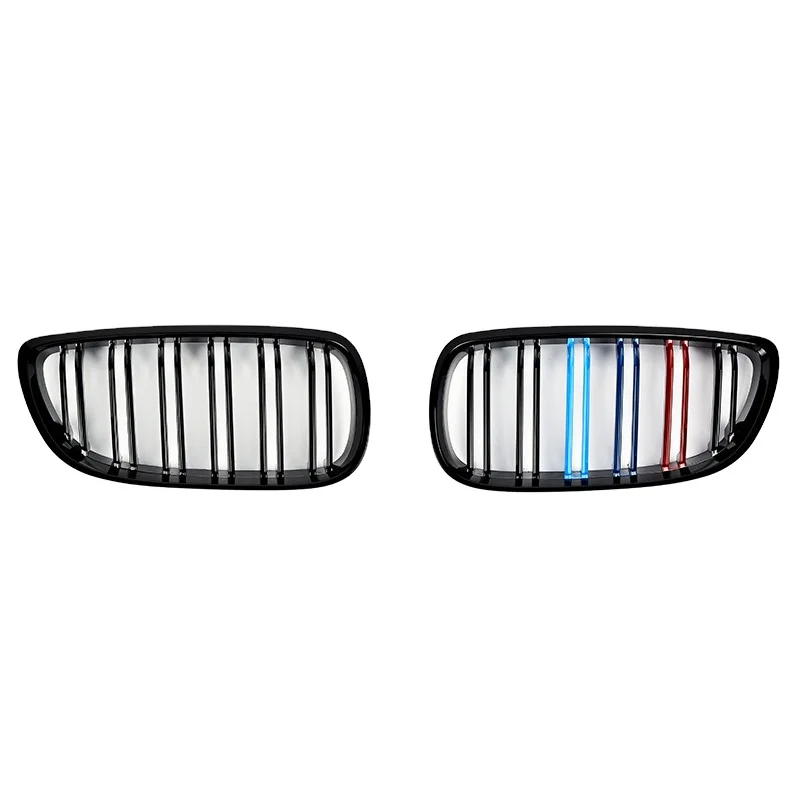 

E92 TWIN BAR GRILLE FOR 3 SERIES coupe' TUNING GRILLE 2006-2009 GLOSS BLACK GRILLE W/TRI COLOR