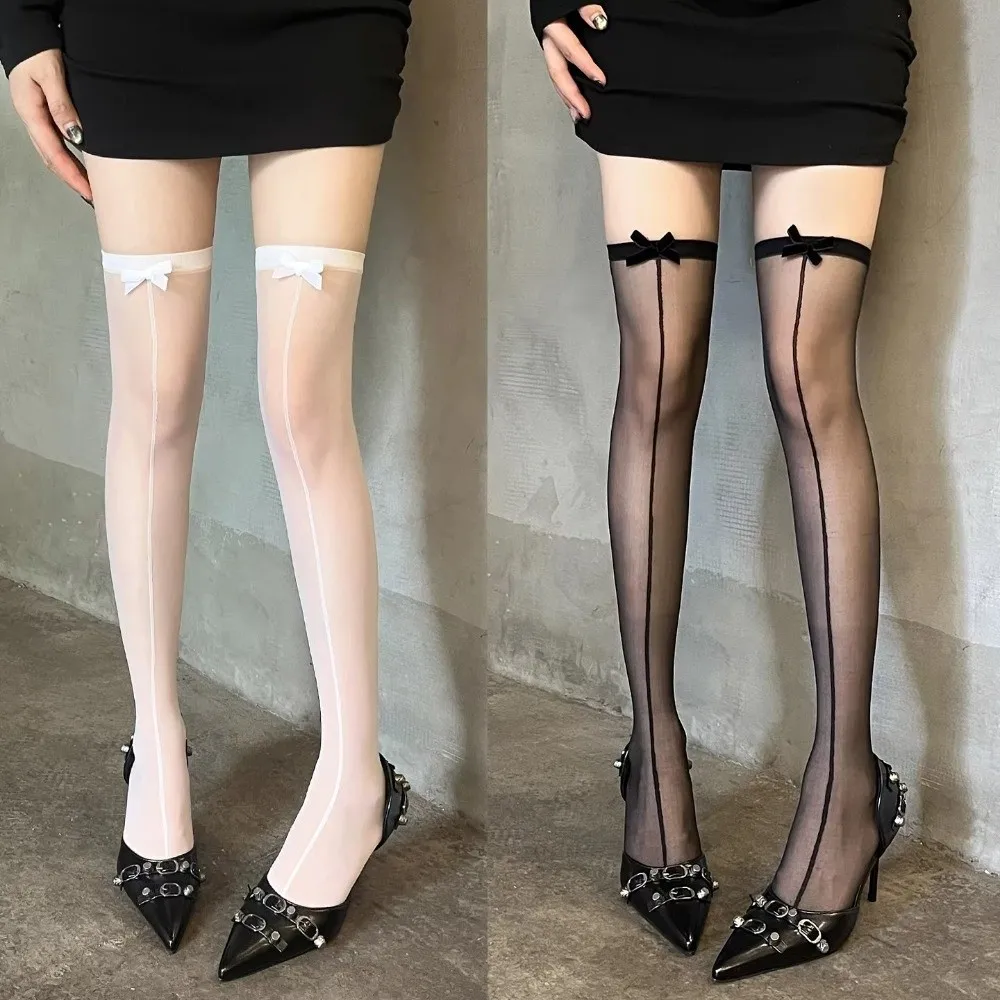 Fashion Lolita Overknee Long Socks Elasticity Breathable Women Socks Bowknot Thigh High Stockings Women